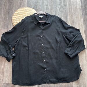 J. Jill love linen black‎ 100% linen button down shirt